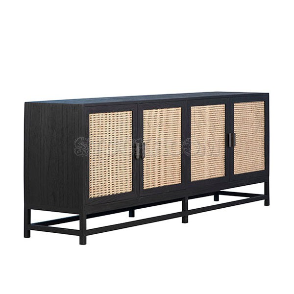 Rosette Solid Wood Rattan Sideboard