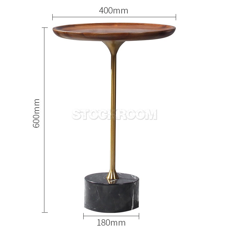 Safia Contemporary Side Table With Black Marble Base - Round Top