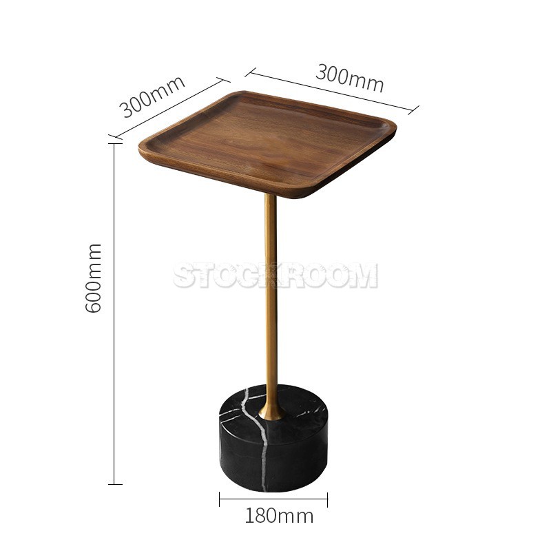 Safia Contemporary Side Table With Black Marble Base - Square Top