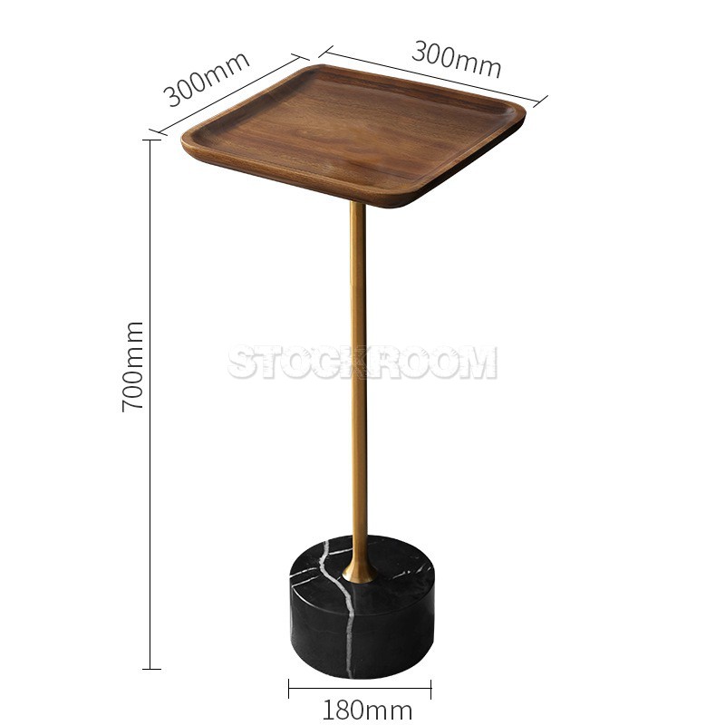 Safia Contemporary Side Table With Black Marble Base - Square Top