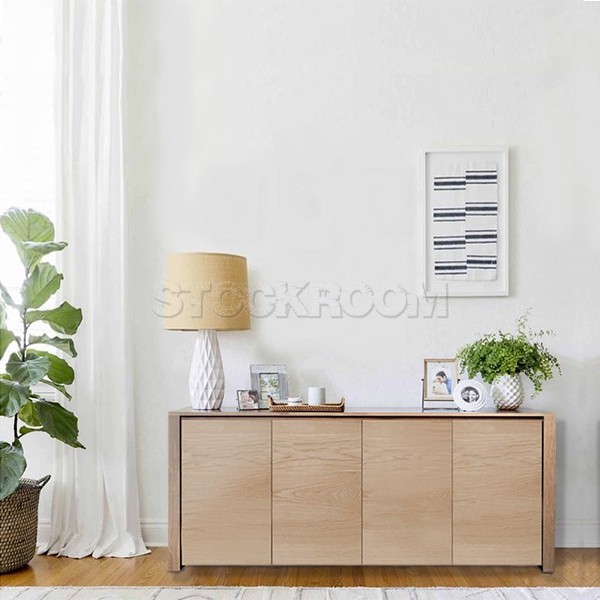 Savanna Solid Oak Wood Sideboard with 4 doors