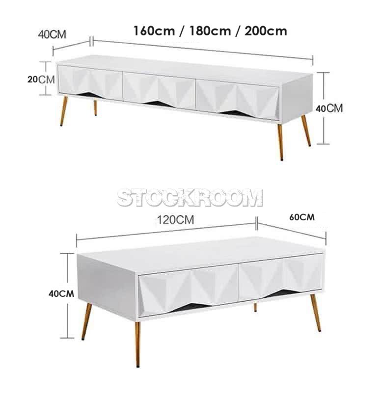 Sebastian Wave Style White TV Cabinet