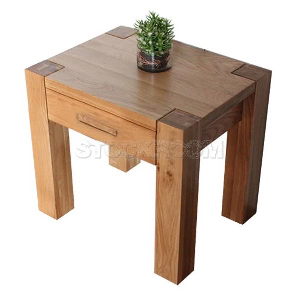 Seigel Solid Oak Wood Side Table