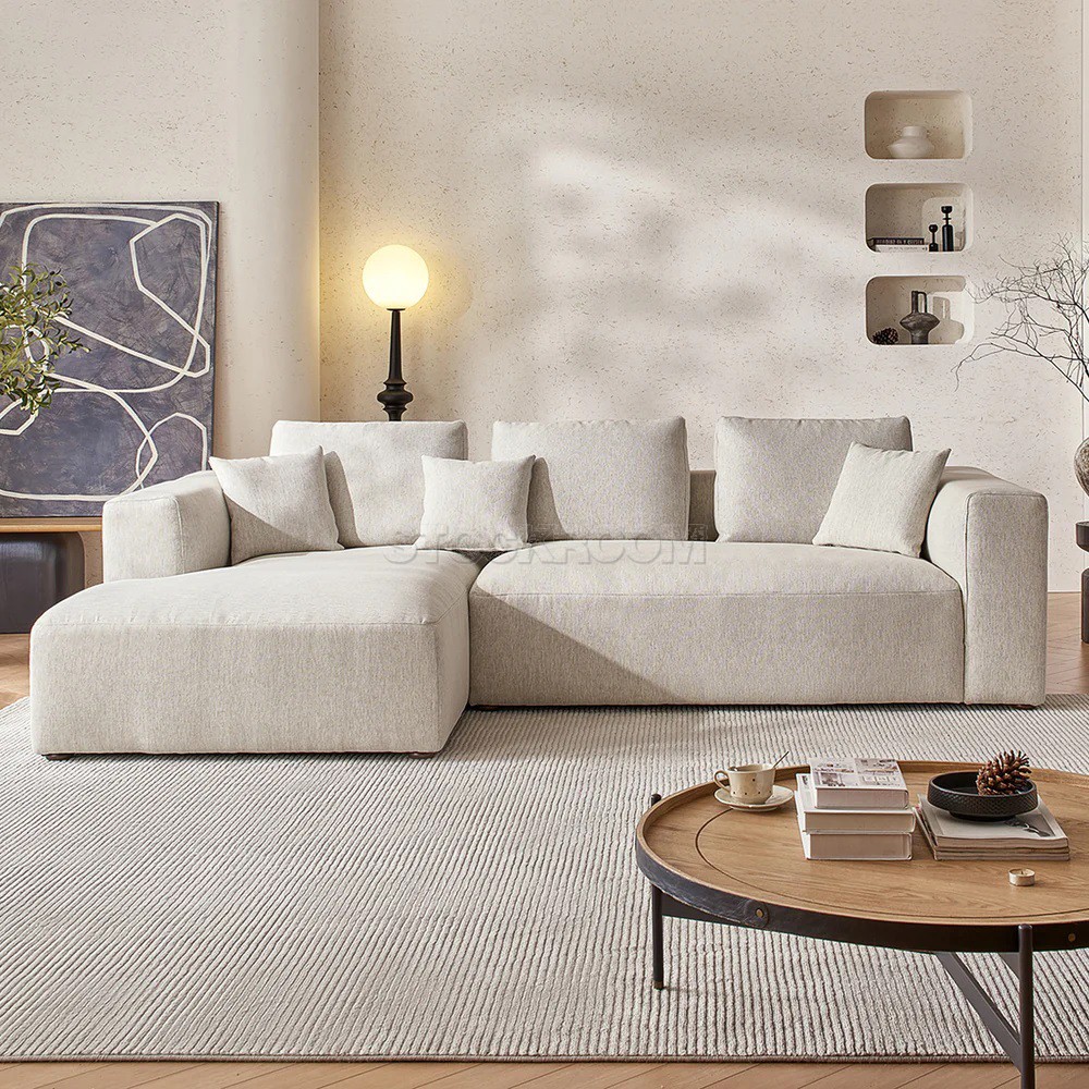 Selena Fabric Feather Down Sofa - L Shape / Sectional Sofa