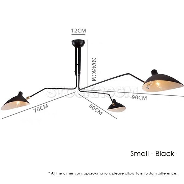 Serge Mouille Style 3 Arms Pendant Lamp