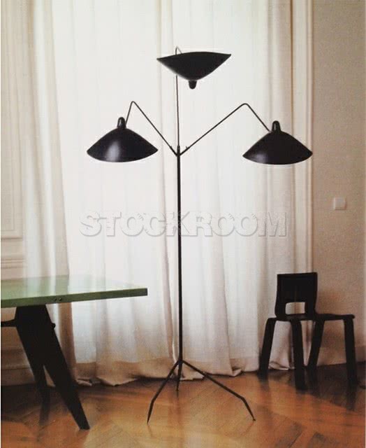 Serge Mouille Style 3 Arms Rotating Floor Lamp