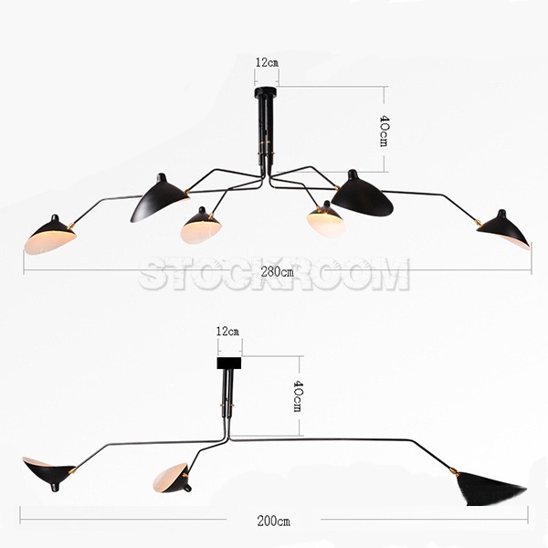 Serge Mouille Style 6 Arms Pendant Lamp