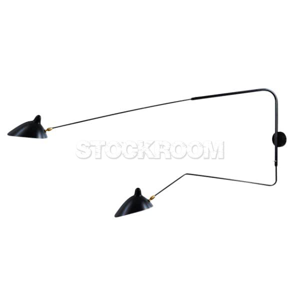 Serge Mouille Style Rotating Two Arms Wall Lamp