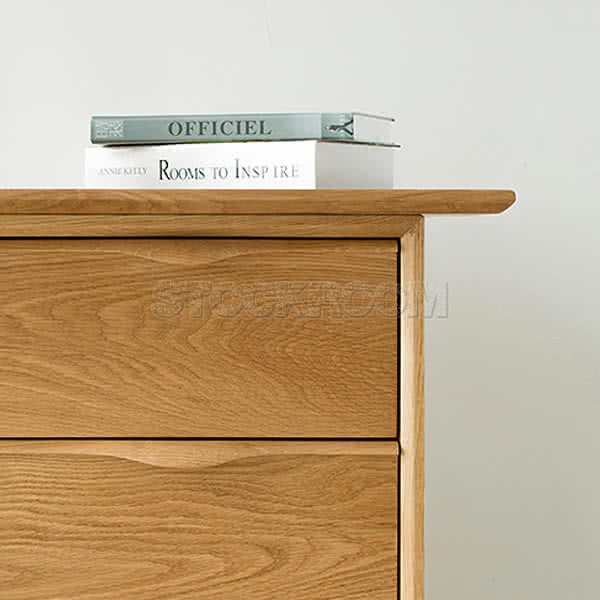 Sindri Solid Oak Wood Desk with 3 Drawers