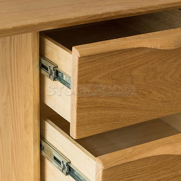 Sindri Solid Oak Wood Desk with 3 Drawers