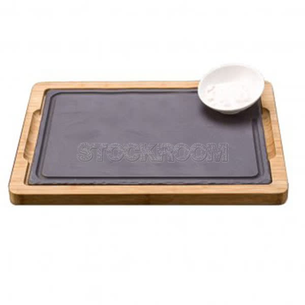 Slate Plate with Wooden Tray