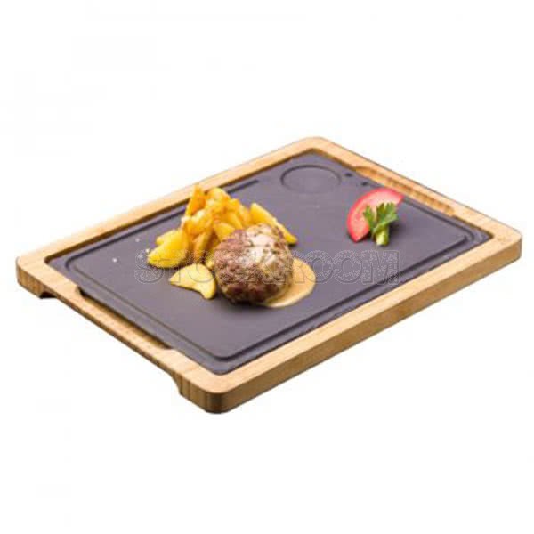 Slate Plate with Wooden Tray