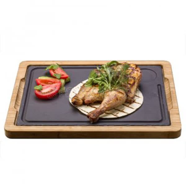 Slate Plate with Wooden Tray