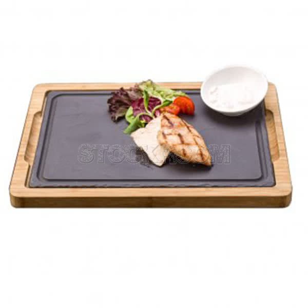 Slate Plate with Wooden Tray