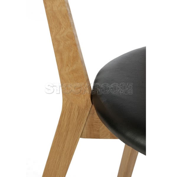 Smith Solid Oak Wood Dining Chair - Leather