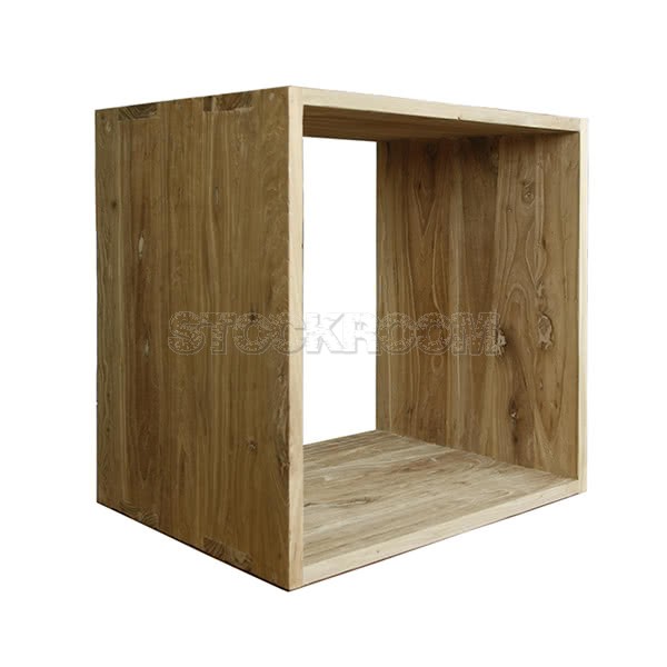 Solid Recycled Elm Wood Storage Cube / Side Table - Square