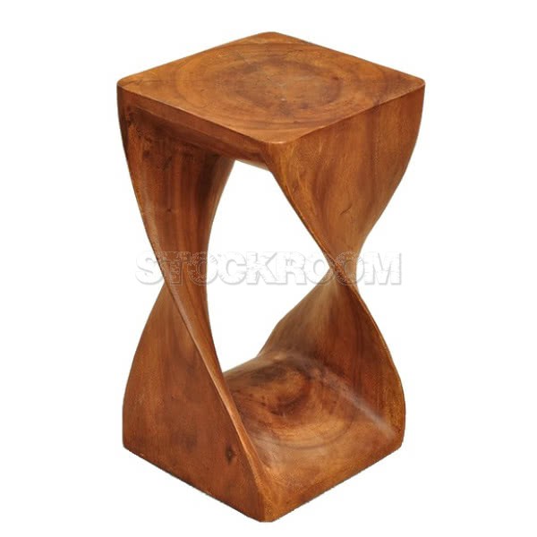 Solid Wood Twisted Stool / Side Table