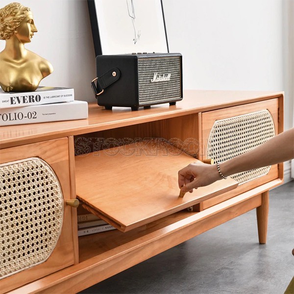 Stamford Solid Wood with Rattan TV Cabinet