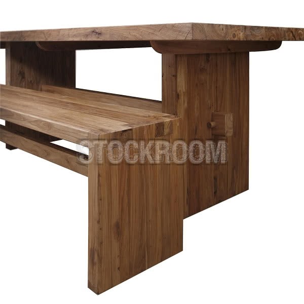 Standford Recycled Solid Elm Wood Dining Table Set - 180cm