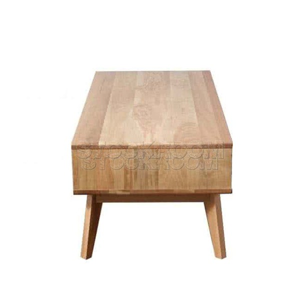Stefan Solid Oak Wood Coffee Table with Drawer