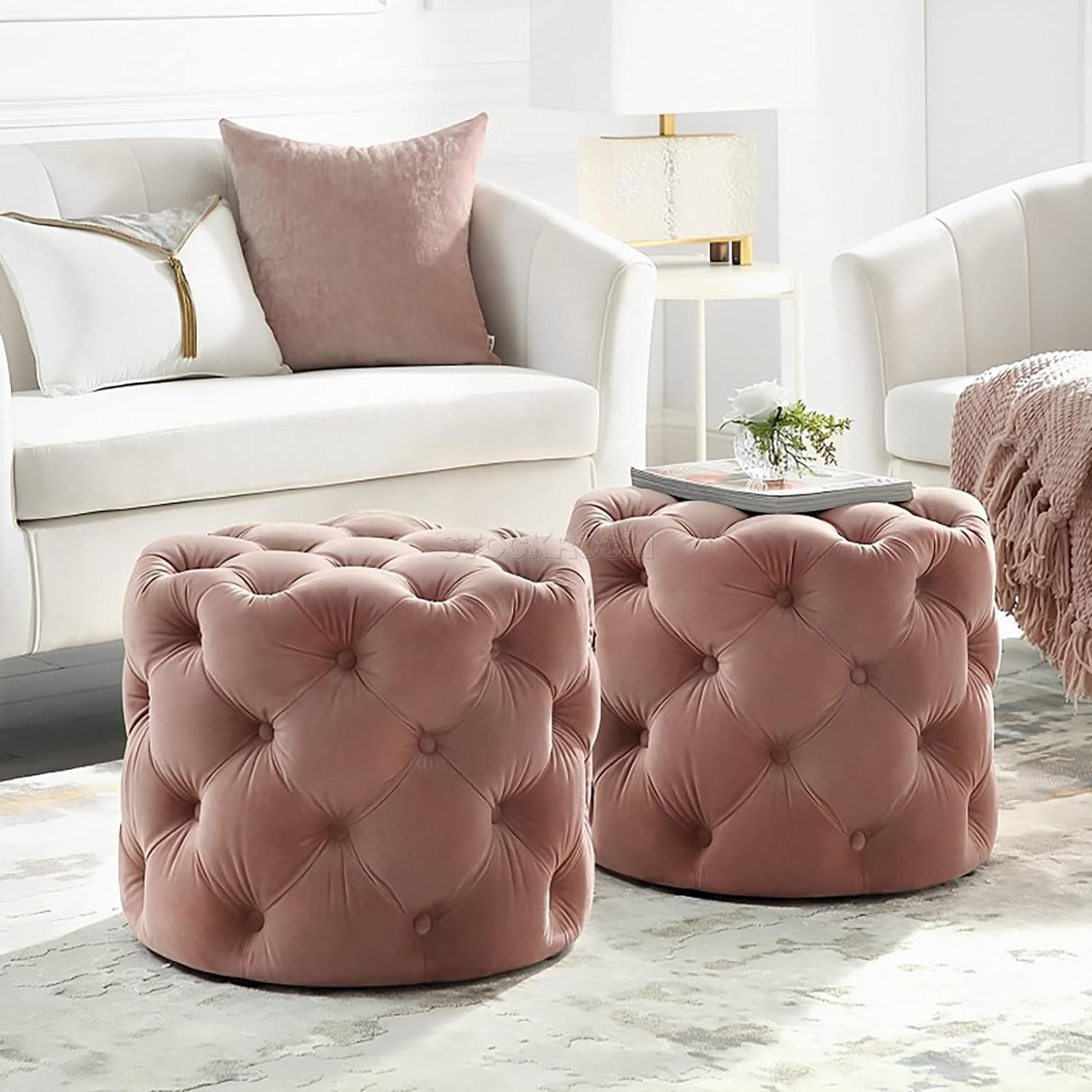 STOCKROOM Chesterfield Sofa Mini Round Ottoman / Pouf