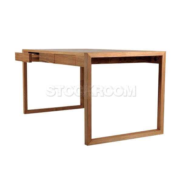 STOCKROOM Solid Oak Wood Working Desk with Drawer