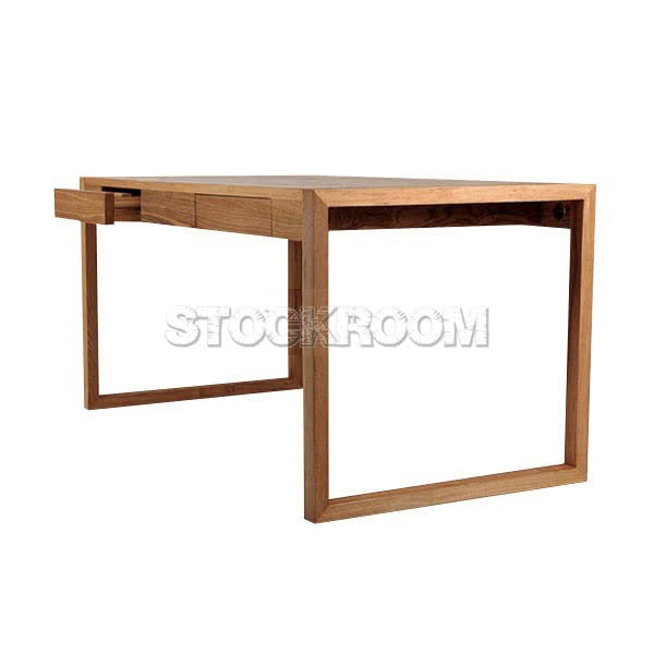 STOCKROOM Solid Oak Wood Working Desk with Drawer