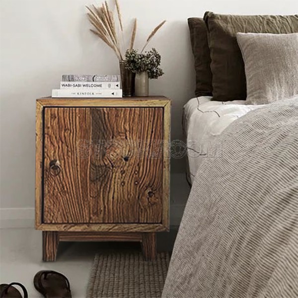 Sutton Elm Wood Bedside Table