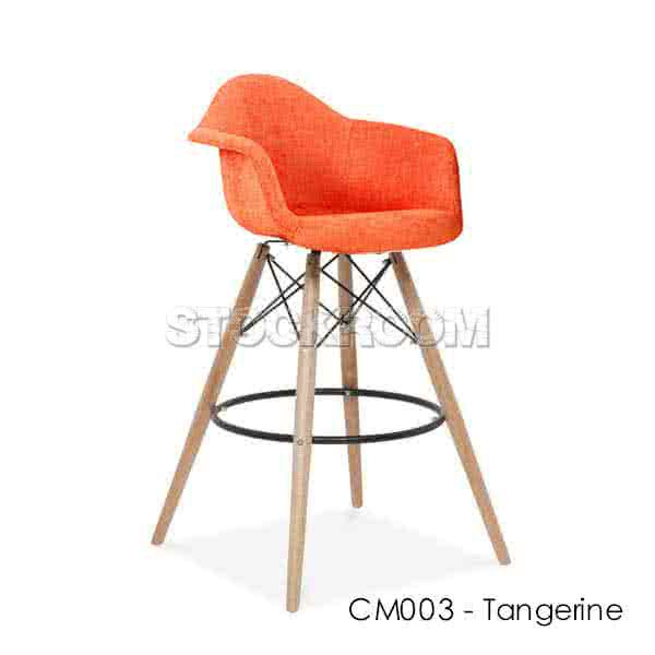 Charles Eames Upholstered DAW Style Bar Stool - Full Fabric