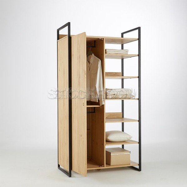 Tavvi Modular Industrial Wardrobe with 1 Door & 6 Shelves By Stockroom