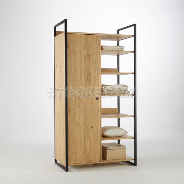 Tavvi Modular Industrial Wardrobe with 1 Door & 6 Shelves By Stockroom