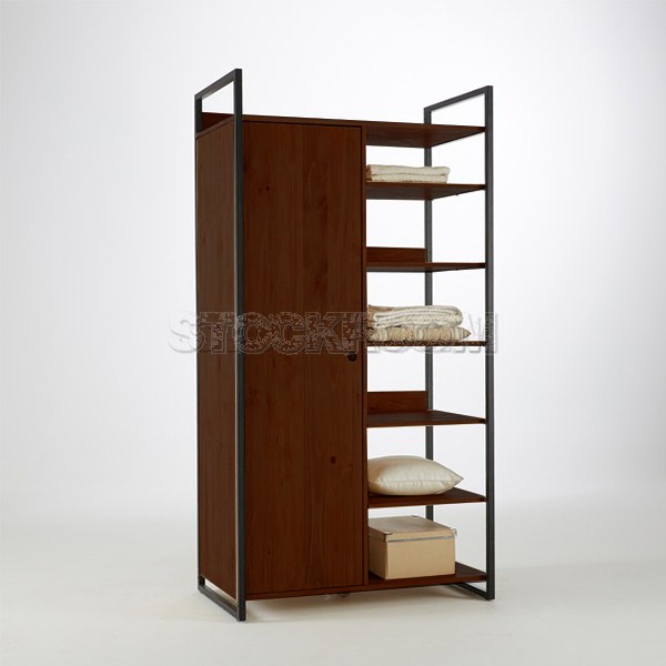 Tavvi Modular Industrial Wardrobe with 1 Door & 6 Shelves By Stockroom