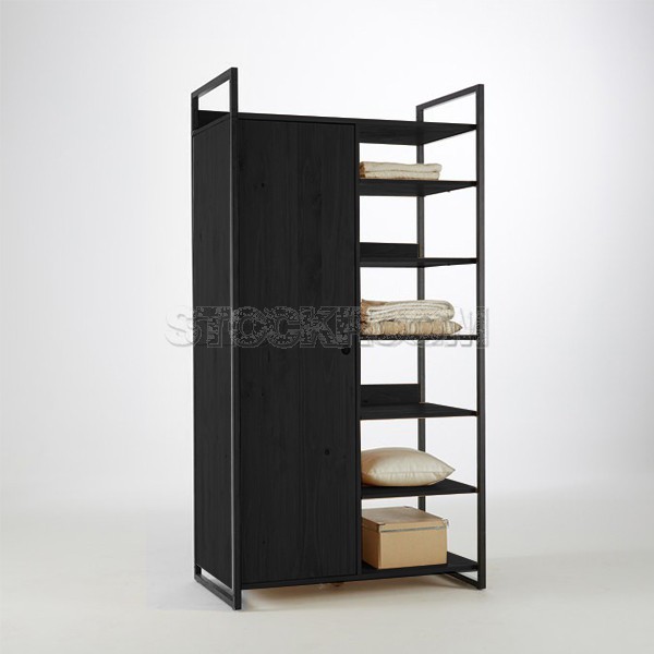 Tavvi Modular Industrial Wardrobe with 1 Door & 6 Shelves By Stockroom