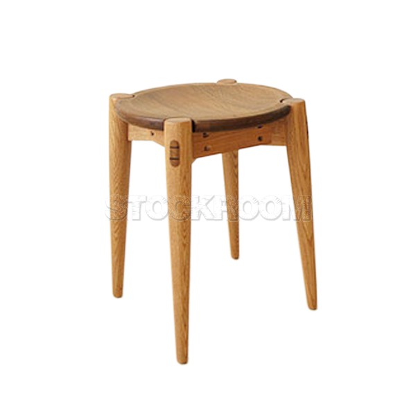 Terance Solid Oak Wood Round Stool