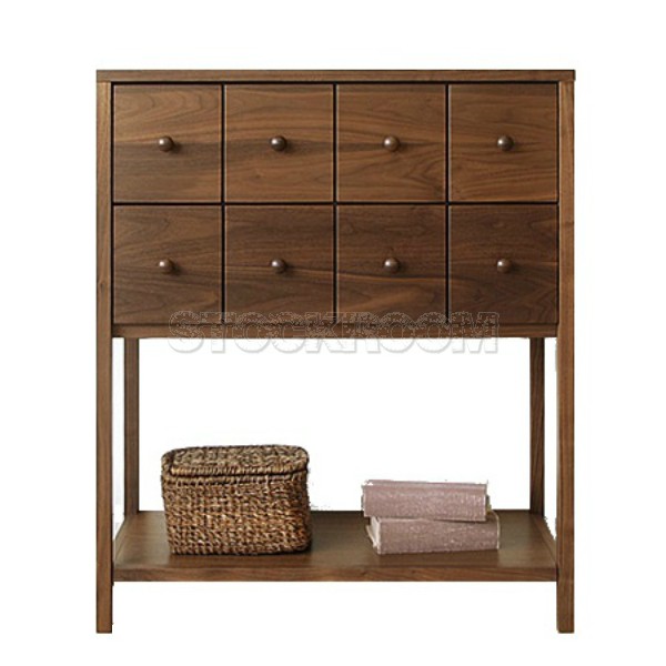 Thorsten Solid Oak Wood Console with Storage Cabinet