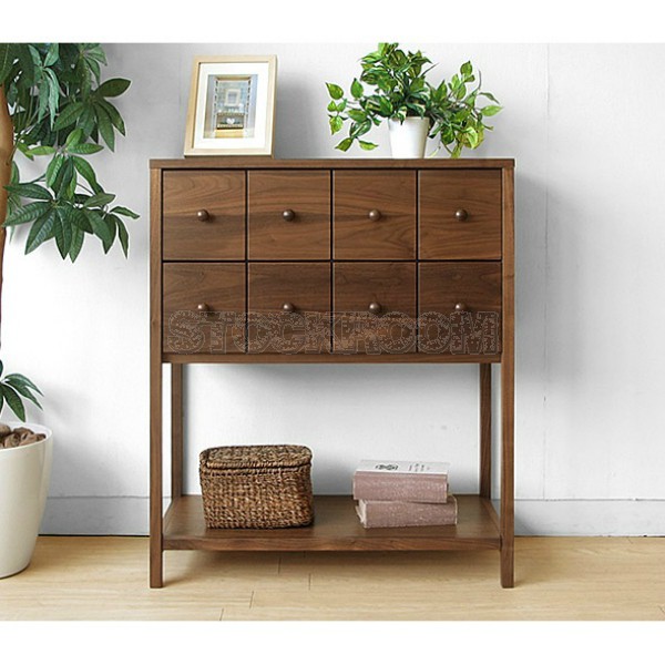 Thorsten Solid Oak Wood Console with Storage Cabinet