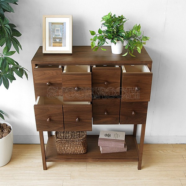 Thorsten Solid Oak Wood Console with Storage Cabinet