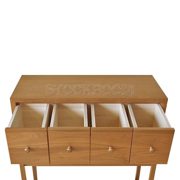 Thorsten Solid Oak Wood Console with Storage Cabinet