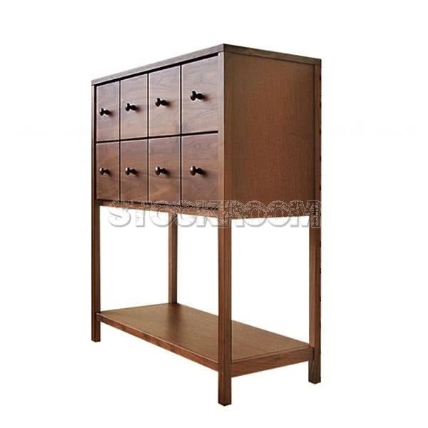 Thorsten Solid Oak Wood Console with Storage Cabinet