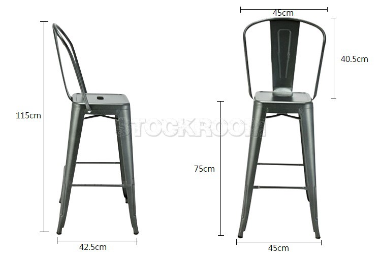 Xavier Pauchard Tolix Style Bar Stool - High-Back