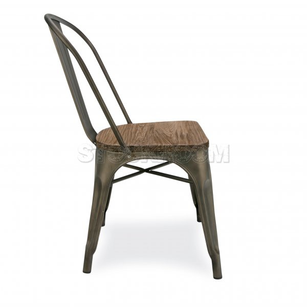 Xavier Pauchard Tolix Style Chair with Elm Seat 