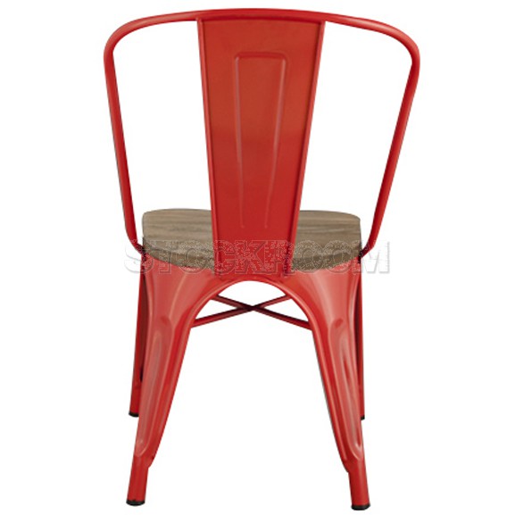 Xavier Pauchard Tolix Style Chair with Elm Seat - Stackable Dining Chair