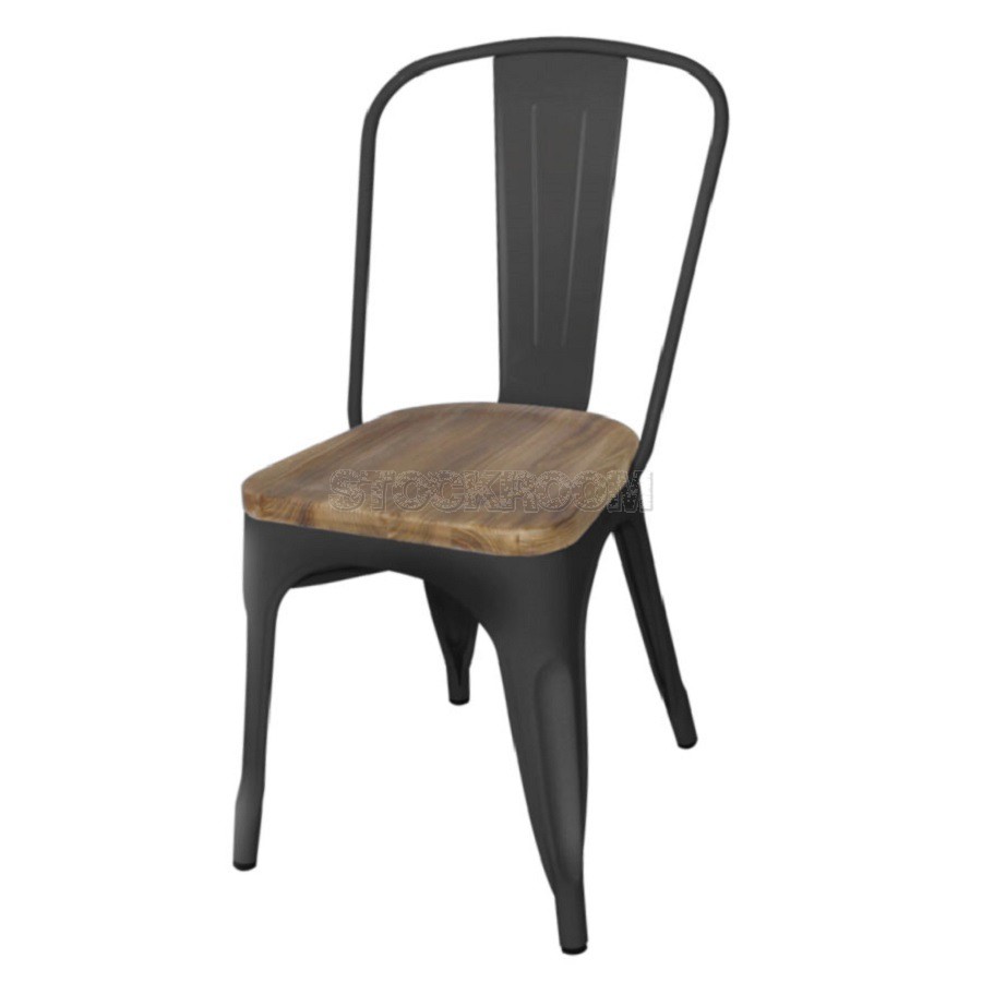 Xavier Pauchard Tolix Style Chair with Elm Seat 