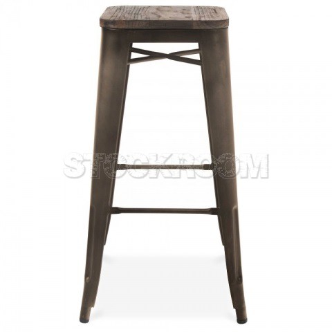 Xavier Pauchard Tolix Style Bar Stool (Wooden Top)