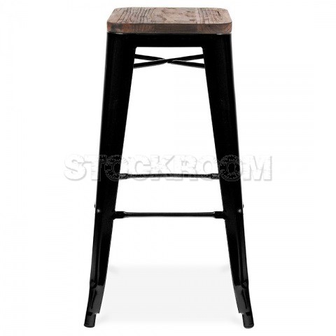 Xavier Pauchard Tolix Style Bar Stool (Wooden Top)