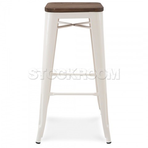 Xavier Pauchard Tolix Style Bar Stool (Wooden Top)