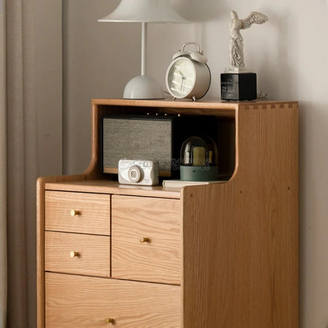 Travis Solid Oak Wood Chest - 6 Drawers