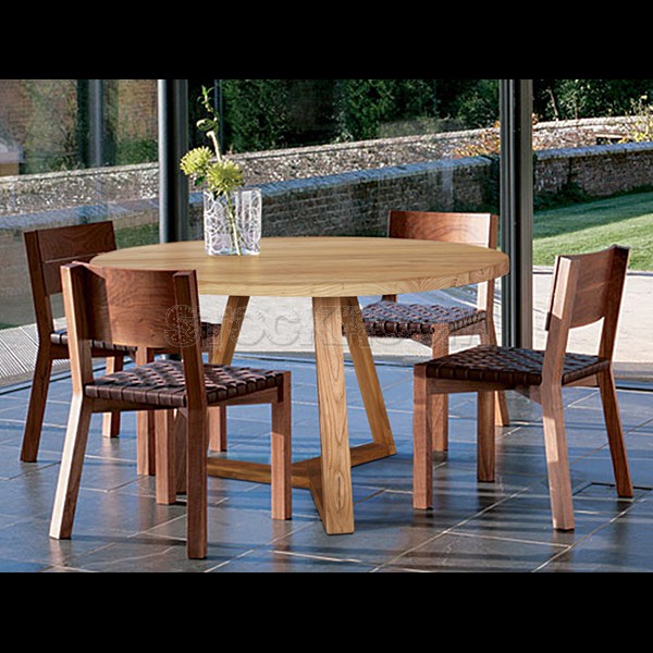 Tripod Solid Recycled Elm Wood Round Dining Table