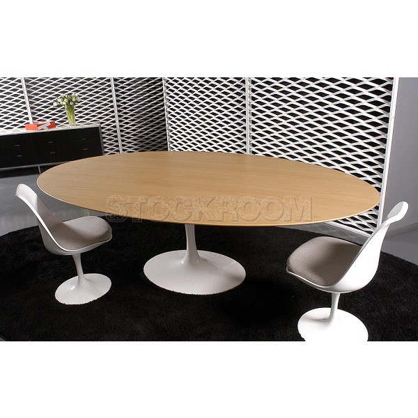 Eero Saarinen Tulip Style Oval Dining Table - Timber