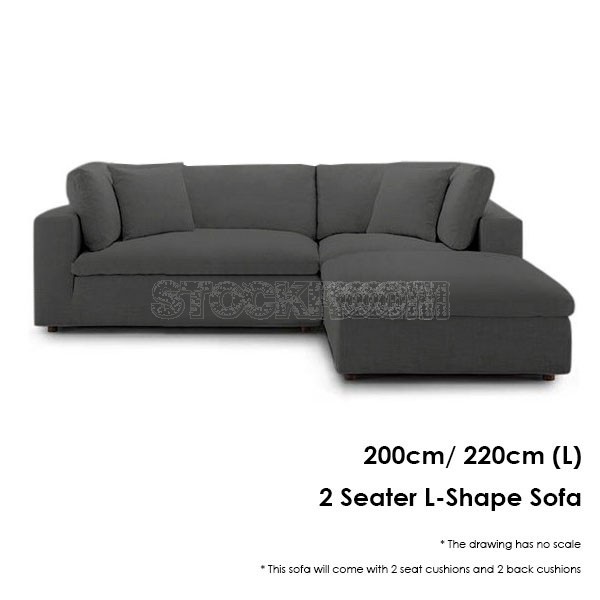 Valeria Fabric Feather Down Sofa - L Shape / Sectional Sofa